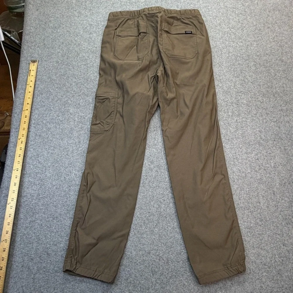 prAna Men Cargo Pants Large Stretch Beige 32x30 Standard Fit Belt Hiking Outdoor